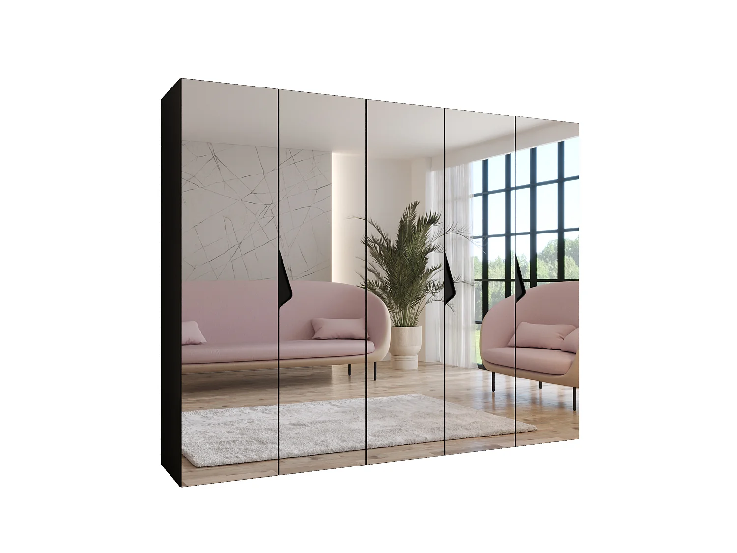 Draaideurkast Sandi 3 250 / 202 / 52 (Zwart + handgrepen: Zwart)