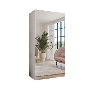 Draaideurkast Sandi 3 100 / 202 / 52 (Wit + handgrepen: Goud)