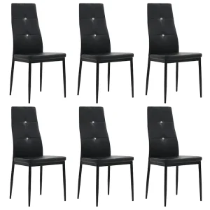 Eetkamerstoelen 6 st kunstleer zwart Eetkamerstoelen 6 st kunstleer zwart