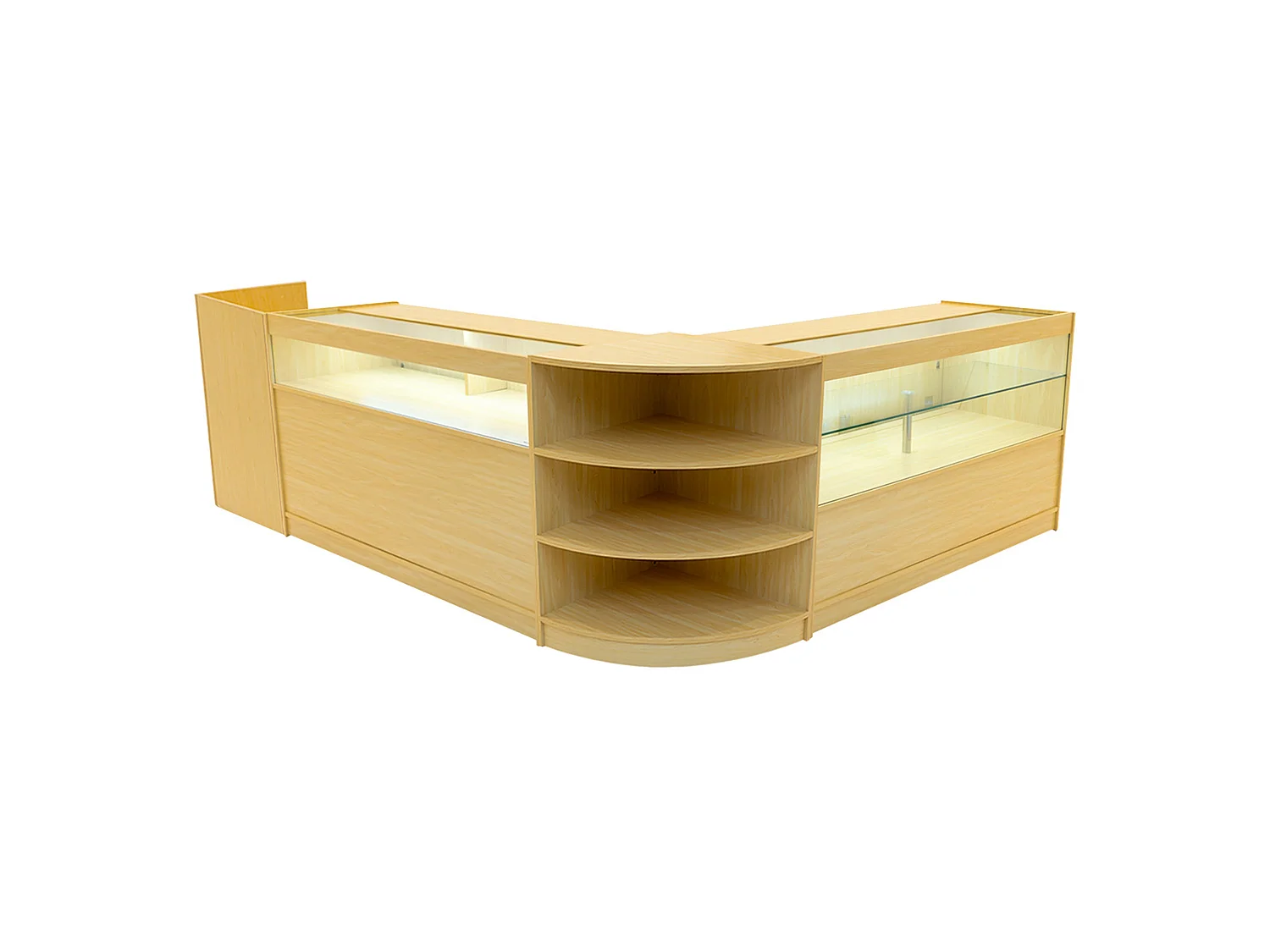Europa LED Winkel Toonbank Set B1500, C1500, TB60 & LM60 - Esdoorn