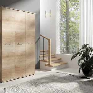 Drie-deurs opengaande kast 120 cm × 200 cm CANION | Planken + Kleerhangerstang Drie-deurs opengaande kast 120 cm × 200 cm CANION | Planken + Kleerhangerstang