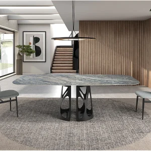 Eettafel ovale ton porselein marmer en zwart epoxystaal 1136 ANGEL CERDA Eettafel ovale ton porselein marmer en zwart epoxystaal 1136 ANGEL CERDA