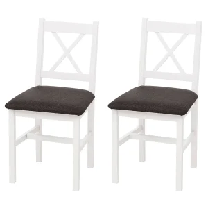 Eetkamerstoel MCW-F77 (set van 2),  wit, bekleding zwart