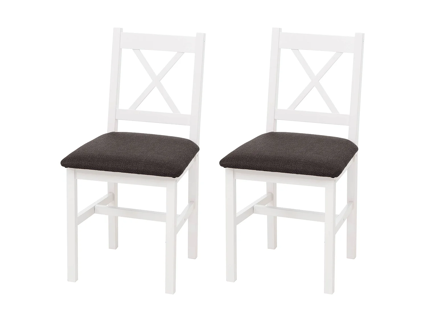 Eetkamerstoel MCW-F77 (set van 2), wit, bekleding zwart