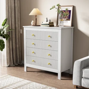 Dressoir in moderne stijl, ladekast met opbergruimte, met gouden handgrepen, wit Dressoir in moderne stijl, ladekast met opbergruimte, met gouden handgrepen, wit