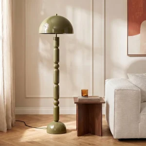 Paddenstoelvormige staande lamp van metaal, D. 45 x H. 147 cm, Glanzend kaki, ELDON Paddenstoelvormige staande lamp van metaal, D. 45 x H. 147 cm, Glanzend kaki, ELDON