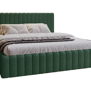 Emporius Gestoffeerd Bed 140×200 Billo – Lattenbodem, Opbergruimte, Beddengoedbox, Hoofdeinde, Bedframe – Tweepersoonsbed – Boucle Groen (Anthology 13)
