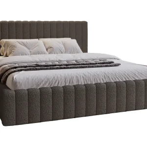 Emporius Gestoffeerd Bed 140×200 Billo – Lattenbodem, Opbergruimte, Beddengoedbox, Hoofdeinde, Bedframe – Tweepersoonsbed – Boucle Donkergrijs (Anthology 18)