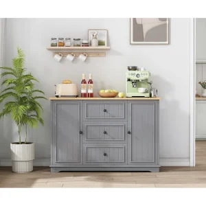 Dressoir met 3 lades en koelkastdeuren, grijs Dressoir met 3 lades en koelkastdeuren, grijs