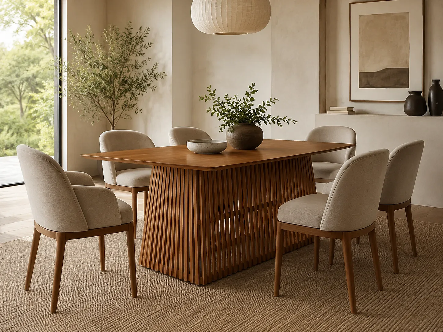 FRANTZ rechthoekige eettafel in massief mindi-hout naturel 160x79,5x76,5 cm