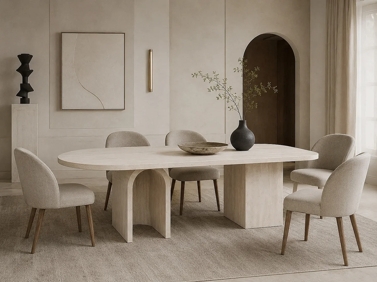 Eettafel ARCHETTA in travertijn 260 x 110 cm