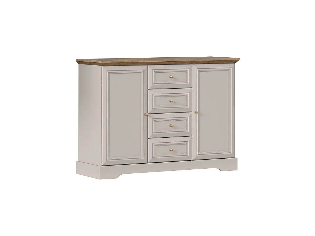 Dressoir 2 deuren 4 lades Dulci Kasjmier en Hout