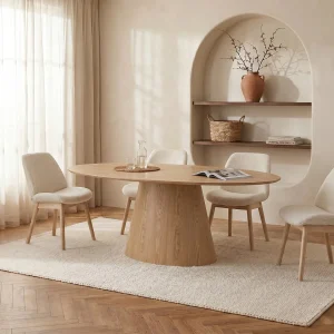 Eettafel voor 6 personen in MDF – Lichte houtlook – ANTELADA Eettafel voor 6 personen in MDF – Lichte houtlook – ANTELADA