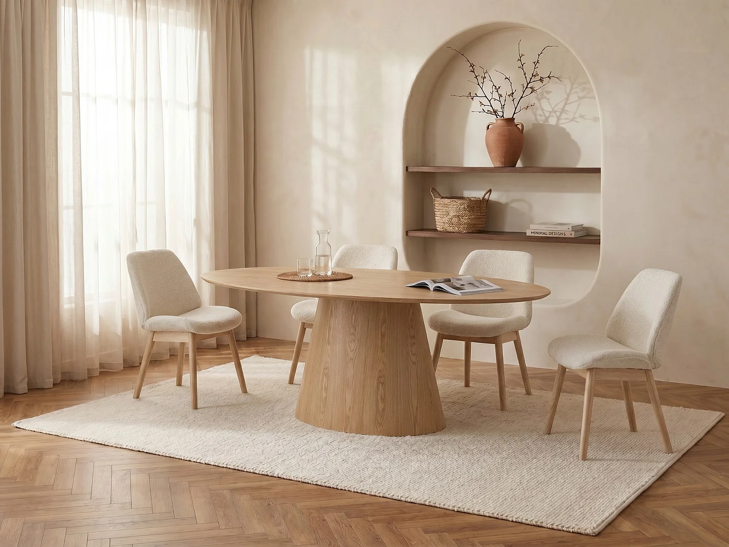 Eettafel voor 6 personen in MDF - Lichte houtlook - ANTELADA