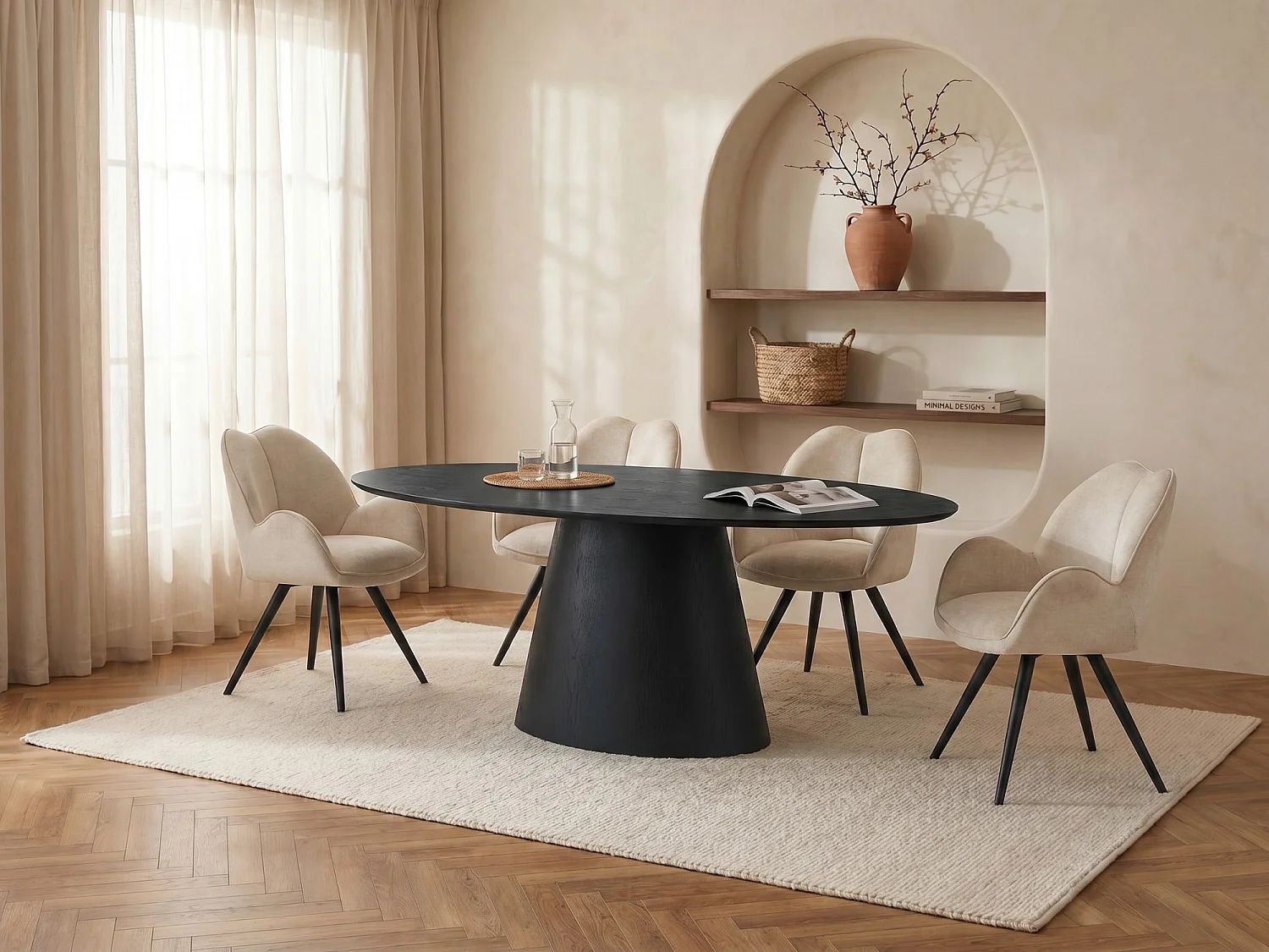 Eettafel voor 6 personen in MDF - Lichte houtlook - ANTELADA