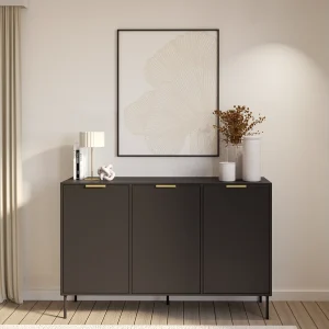 Dressoir met 3 deuren, Zwart, 150 cm – VENA