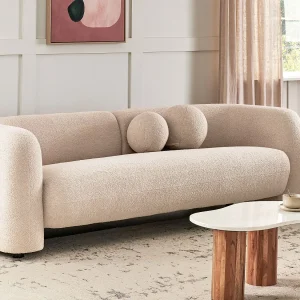Bank LEIREN Bouclé Beige 3-zitter Bank LEIREN Bouclé Beige 3-zitter