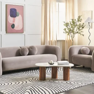 Bank LEIREN Fluweel Taupe 3-zitter Bank LEIREN Fluweel Taupe 3-zitter