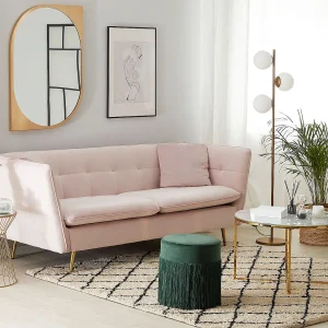 Bank FREDERICA Fluweel Roze 3-zitter Bank FREDERICA Fluweel Roze 3-zitter