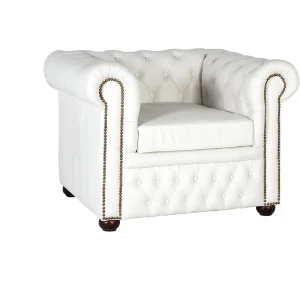 Fauteuil Chester monoplace bekleed met natuurlijk leer afwerking wit Fauteuil Chester monoplace bekleed met natuurlijk leer afwerking wit