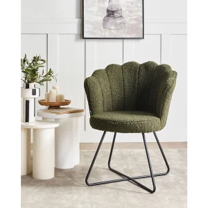 Fauteuil LOVELOCK Bouclé Donkergroen