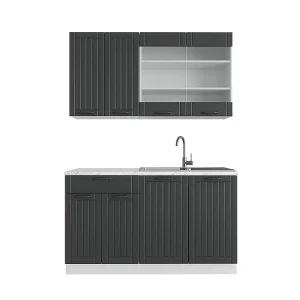 Eenpersoonskeuken antraciet landhuis/wit 140x60x81.6 fame-line Eenpersoonskeuken antraciet landhuis/wit 140x60x81.6 fame-line
