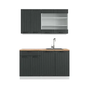Eenpersoonskeuken antraciet landhuis/wit 140x60x81.6 fame-line Eenpersoonskeuken antraciet landhuis/wit 140x60x81.6 fame-line