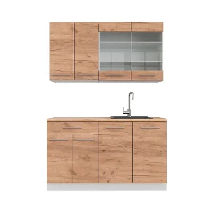 Eenpersoonskeuken eik goud/wit 140x60x81.6 fame-line Eenpersoonskeuken eik goud/wit 140x60x81.6 fame-line