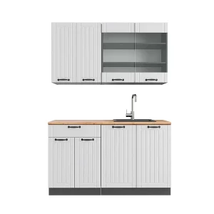 Eenpersoonskeuken landhuis wit/antraciet 140x60x81.6 fame-line Eenpersoonskeuken landhuis wit/antraciet 140x60x81.6 fame-line