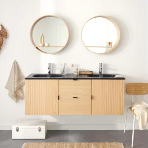 Dubbel meubel 140cm eiken, kranen en ronde spiegels STUDIO