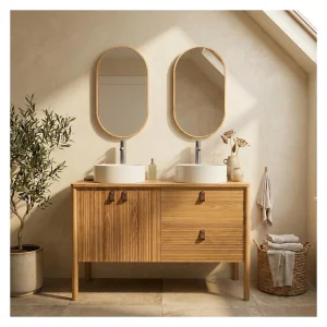 Dubbel wastafelmeubel 120 cm waskommen kranen spiegels JOY
