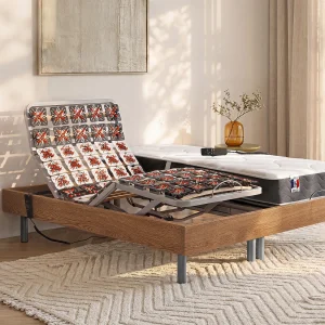 Elektrisch decoratief relaxbed met bedbodem en matras van latex met 3 zones 2 x 70 x 190 cm, beige stof TIARI Elektrisch decoratief relaxbed met bedbodem en matras van latex met 3 zones 2 x 70 x 190 cm, beige stof TIARI