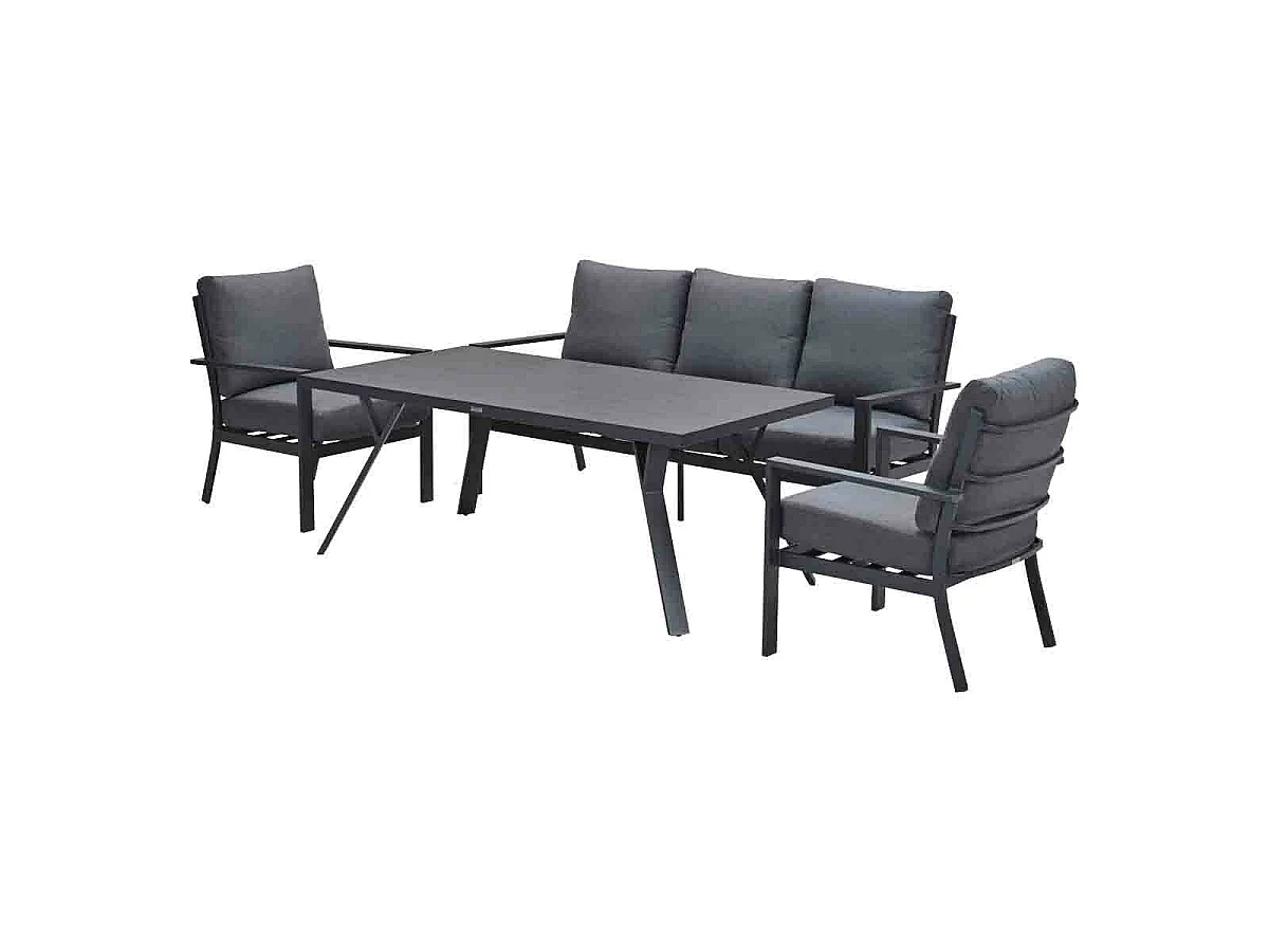 Garden Impressions Senja lounge dining set stoel-bank 4-delig mystic grey