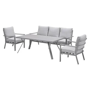 Garden Impressions Senja lounge dining set stoel-bank 4-delig taupe – valley sand Garden Impressions Senja lounge dining set stoel-bank 4-delig taupe – valley sand