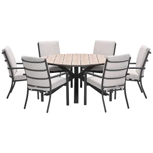 Garden Impressions Senja tuinset 7-delig desert sand – Tulli tuintafel Ø148×75 cm light teak vironwood Garden Impressions Senja tuinset 7-delig desert sand – Tulli tuintafel Ø148×75 cm light teak vironwood