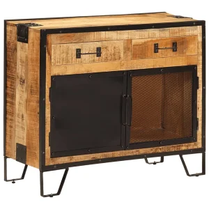 Dressoir 80x31x66 cm massief ruw mangohout en metaal Dressoir 80x31x66 cm massief ruw mangohout en metaal