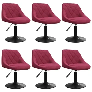 Eetkamerstoelen draaibaar 6 st fluweel wijnrood