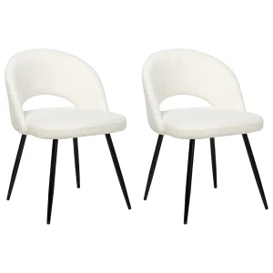 Set van 2 eetkamerstoelen ONAGA Bouclé Wit Set van 2 eetkamerstoelen ONAGA Bouclé Wit