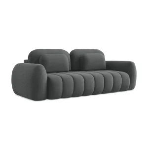Driezits-slaapbank van donkergrijs bouclé – GINOSA Driezits-slaapbank van donkergrijs bouclé – GINOSA