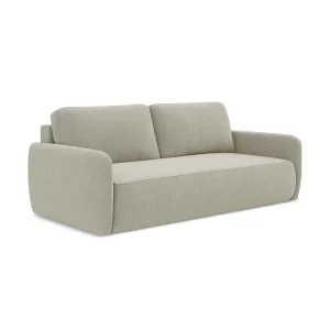 Driezits-slaapbank van lichtbeige textuurstof – CORLE Driezits-slaapbank van lichtbeige textuurstof – CORLE