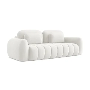 Driezits-slaapbank van wit bouclé – GINOSA Driezits-slaapbank van wit bouclé – GINOSA