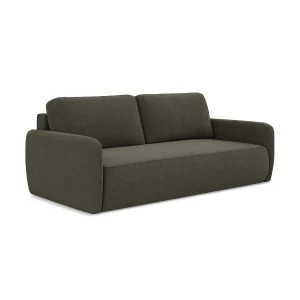 Driezits-slaapbank van taupe textuurstof – CORLE Driezits-slaapbank van taupe textuurstof – CORLE