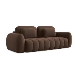 Driezits-slaapbank van taupe bouclé – GINOSA Driezits-slaapbank van taupe bouclé – GINOSA