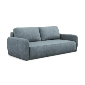 Driezits-slaapbank van jeans chenille stof – CORLE Driezits-slaapbank van jeans chenille stof – CORLE