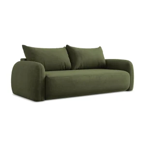Driezits-slaapbank van olijf chenille stof – AMALFI Driezits-slaapbank van olijf chenille stof – AMALFI