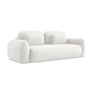 Driezits-slaapbank van wit bouclé – FERRETTI Driezits-slaapbank van wit bouclé – FERRETTI