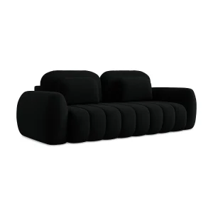Driezits-slaapbank van zwart bouclé – GINOSA Driezits-slaapbank van zwart bouclé – GINOSA