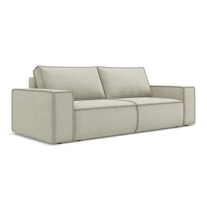 Driezits-slaapbank van lichtbeige textuurstof – LIVORNO Driezits-slaapbank van lichtbeige textuurstof – LIVORNO