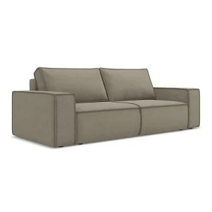Driezits-slaapbank van donkerbeige textuurstof – LIVORNO Driezits-slaapbank van donkerbeige textuurstof – LIVORNO