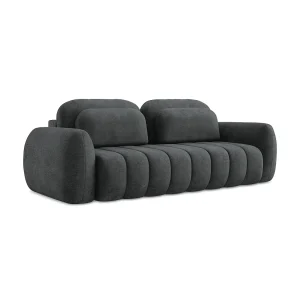 Driezits-slaapbank van donkergrijs chenille stof – GINOSA Driezits-slaapbank van donkergrijs chenille stof – GINOSA